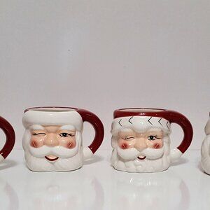 NEW RARE Pottery Barn Set of 4 Figural Santa Claus Mugs 16 OZ Earthenware
